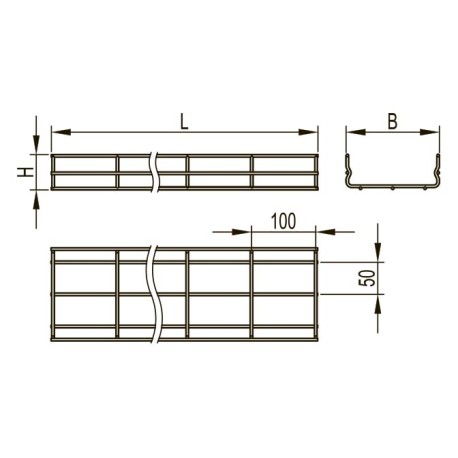 FC5010HDZ | Лоток проволочный 100х50, L=3000, ⌀4мм, горячеоцинкованное-1