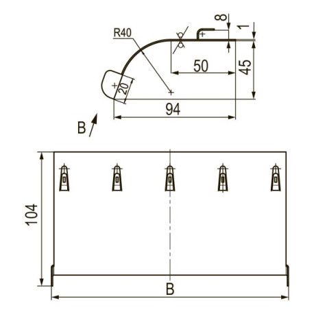 FC37030 | Ограничитель радиуса изгиба кабеля, металл, осн.300мм-1