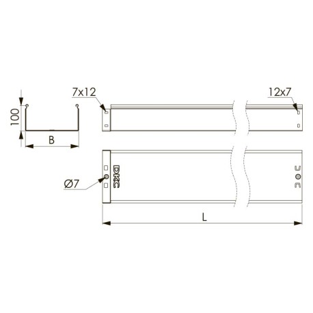 35101ZL | Лоток неперфорированный 100х100, L=3000, 0.8мм, цинк-ламельное-1