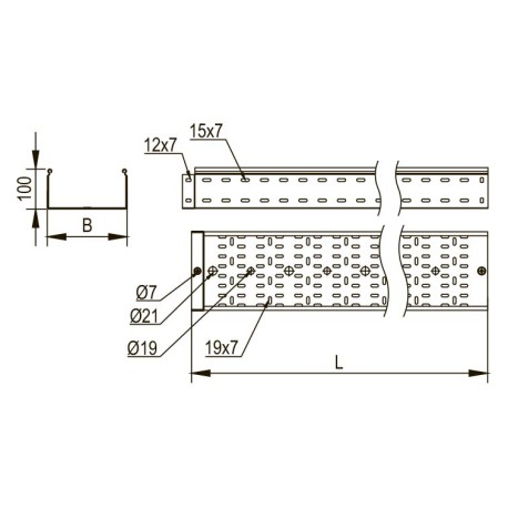 3534115 | Лоток перфорированный 100х100, L=3000, 1.5мм-1