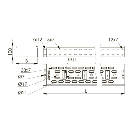 35331HDZ | Лоток перфорированный 100х100, L=2000, 0.8мм, горячеоцинкованное-1