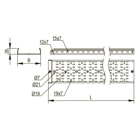 SPS33510ZL | Лоток перфорированный 100х35, L=3000, 0.7мм, цинк-ламельное-1