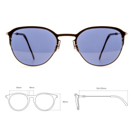 TCSNUE51010001 | Черные солнцезащитные очки из титана с темно-синими линзами. Модель 21-2