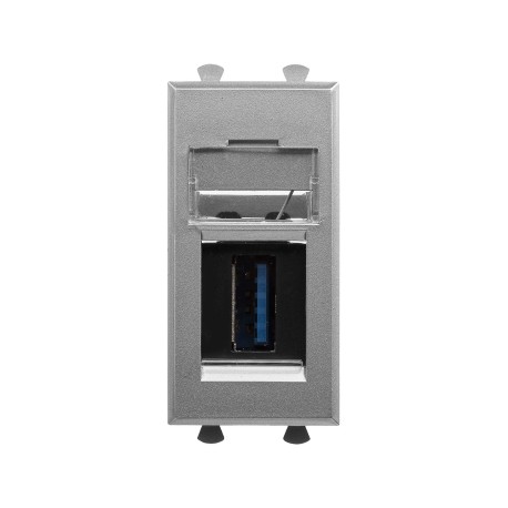 4404301 | USB 3.0 розетка модульная, тип А-А, "Avanti", "Закаленная сталь", 1модуль
