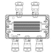Ex клеммная коробка из алюминия: 1Ex e IIC Т5 Gb / Ex tb IIIB T95°C DbIP66: Клеммы 2,5 кв.мм -25 шт.: А,С:ввод D8-13мм под небронированныйкабель в металлорукаве Dt 20мм. Ni - 5 шт.