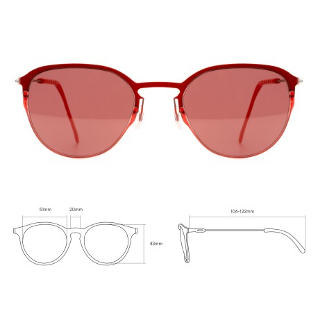 TCSNUE51010005 | Красные солнцезащитные очки из титана с красными линзами. Модель 21-2