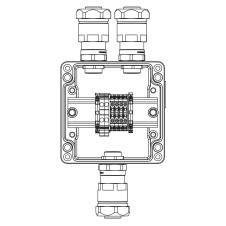 Ex клеммная коробка из алюминия: 1Ex e IIC Т5 Gb / Ex tb IIIB T95°C DbIP66: Клеммы 2,5 кв.мм. -6 шт: А,С:ввод D8-13мм под небронированныйкабель в металлорукаве Dt 20мм. Ni -3 шт.