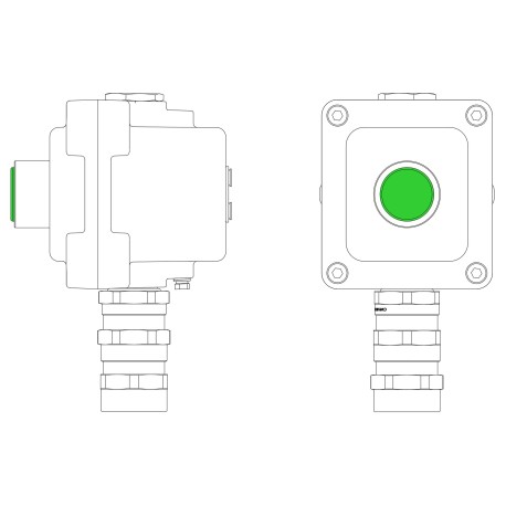 LCSD21000015 | Взрывонепроницаемый пост управления из алюминия LCSD-01-B-MB-L1G(220)x1-PBMB-KA2MHK / 1Ex d IIB T5 Gb / Ex tb IIIC T95°С Db IP66