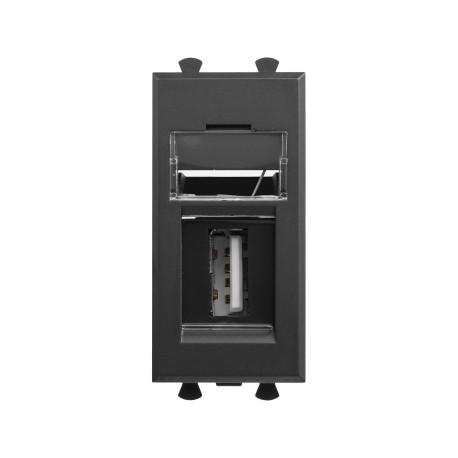 4412401 | USB 2.0 розетка модульная, тип А-А, Avanti, Черный матовый, 1 модуль