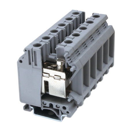 KRU-35N | Клемма проходная, винтовой зажим, 2 точки подключения, 35 кв.мм, серая