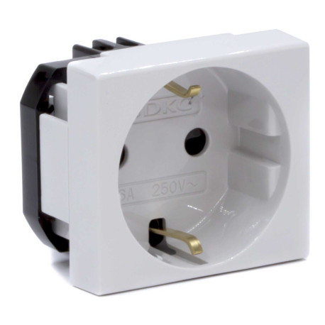 45025 | Розетка силовая 2Р+Е, со шторками, ''Viva'', 2 мод., серая-1