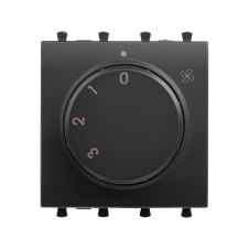 Механизм управления вентиляторами модульный, Avanti, Черный матовый, 2 модуля