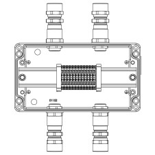 Взрывозащищенная клеммная коробка из алюминия TBE-A-14-(12xCBC.2)-2xKA2MHK(A)-2xKA2MHK(C)1Ex e IIC Т5 Gb / Ex tb IIIC T95°C Db IP66